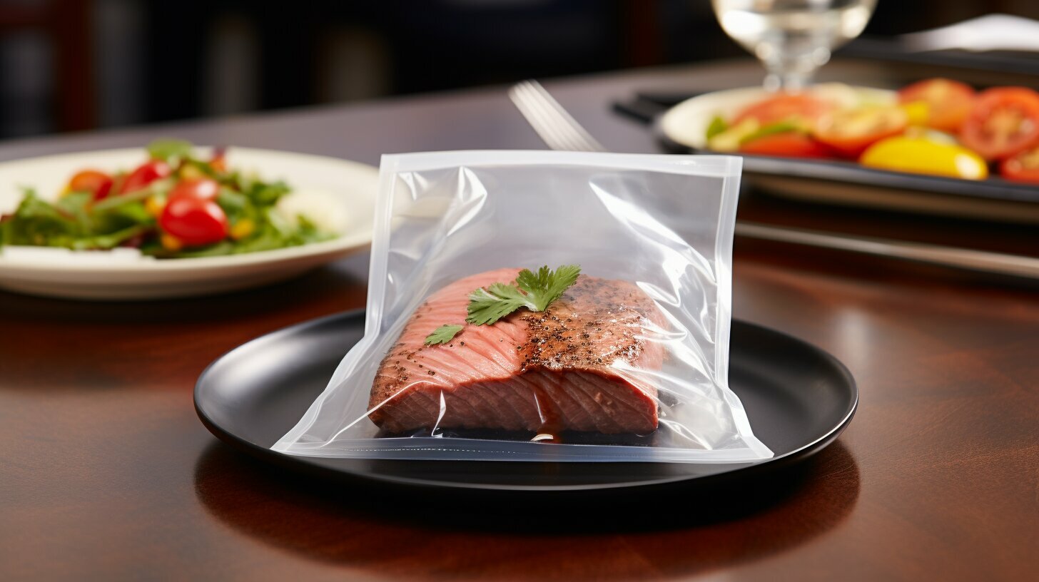 "Sous vide cooking with vacuum food sealing bags"