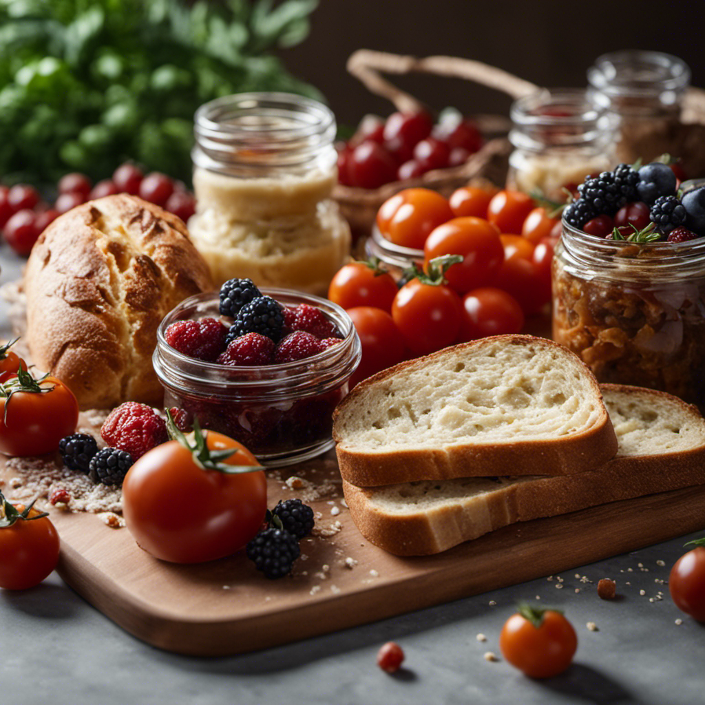 An image that showcases six distinct types of food, including delicate berries, soft bread, juicy tomatoes, creamy cakes, fizzy carbonated drinks, and fragrant herbs, all enticingly preserved in vacuum-sealed packaging