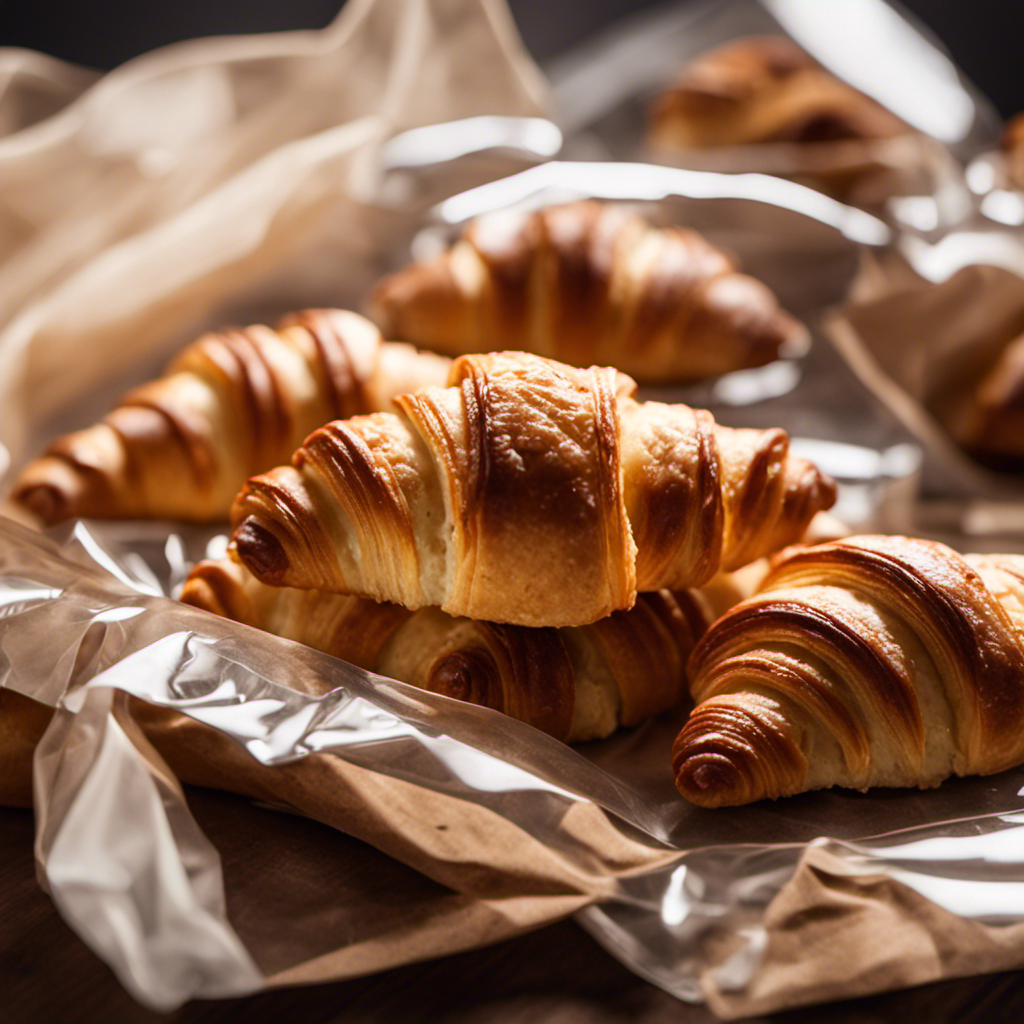 An image showcasing a vacuum-sealed bag filled with delectable, freshly baked goods like flaky croissants, muffins, and cookies