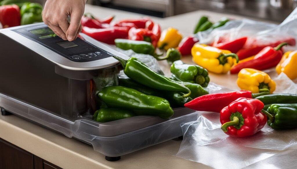 Preparing peppers for vacuum storage