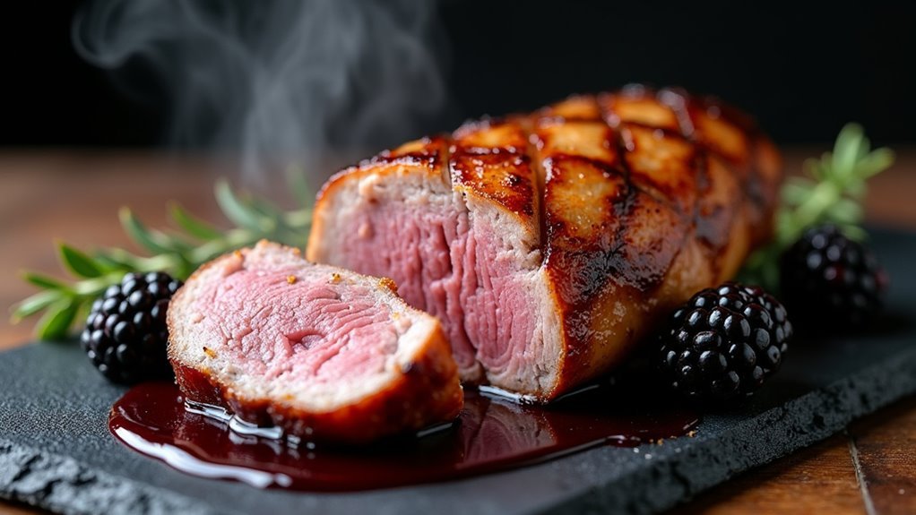 crispy duck skin searing